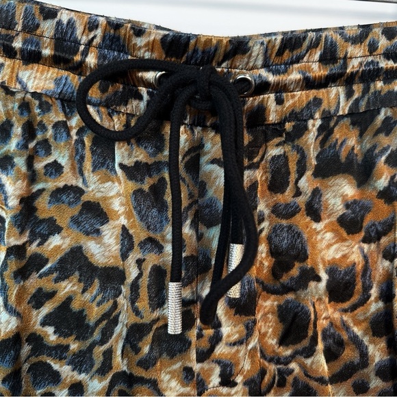 The Kooples Abstract Animal Print Side Snap Track Pants Leopard Brown - Picture 6 of 11